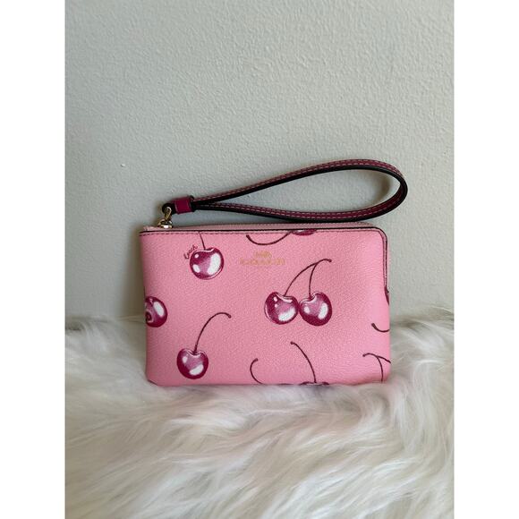 Coach Handbags - Coach Corner Zip Wristlet With Cherry Print